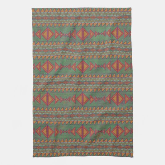 Southwest Sagebrush Green Geometric Design Theedoek (Verticaal)