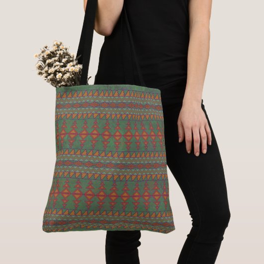 Southwest Sagebrush Green Geometric Design Tote Bag (Dichtbij)