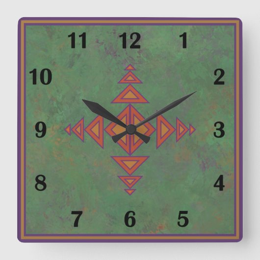 Southwest Sagebrush Green Geometric Regular Style  Vierkante Klok (Voorkant)
