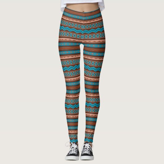 Southwest Style Geometric Cameron Gorge Design Leggings (Voorkant)