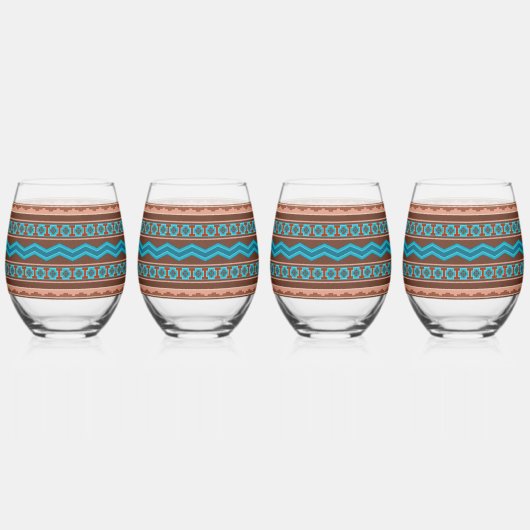 Southwest Style Geometric Cameron Gorge Design Wijnglas Zonder Voet (Voorkant)