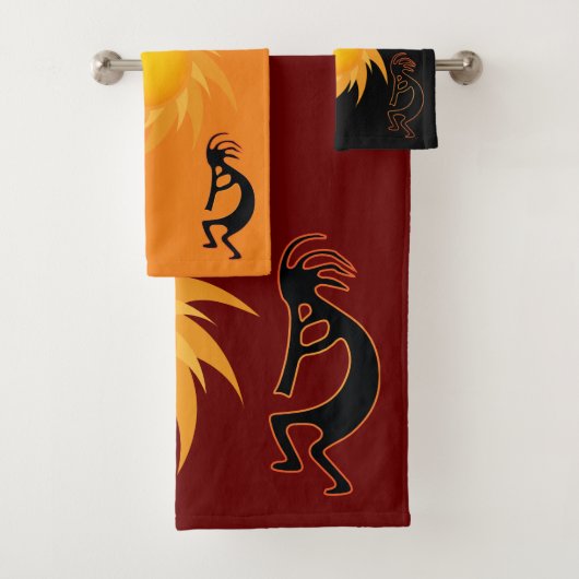 Southwest Style Kokopelli Bath Towel Set Bad Handdoek (Insitu)