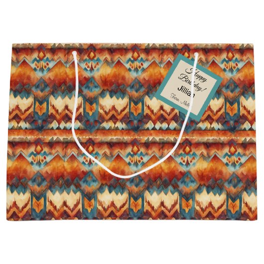 Southwest Style Waterverf Print Custom Gift Label Groot Cadeauzakje (Voorkant)