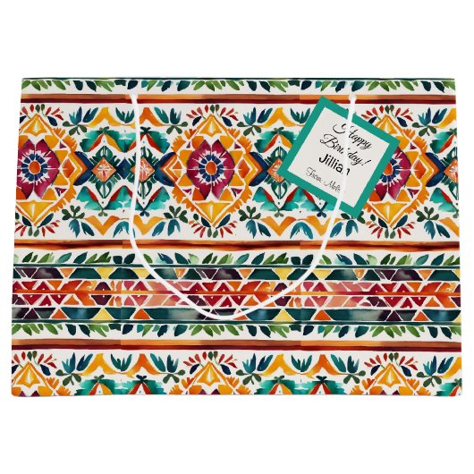 Southwest Style Waterverf Print Custom Gift Label Groot Cadeauzakje (Voorkant)
