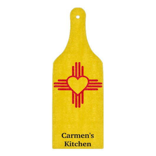 Southwest Style Zia Heart New Mexico Gold & Red Snijplank (Voorkant)