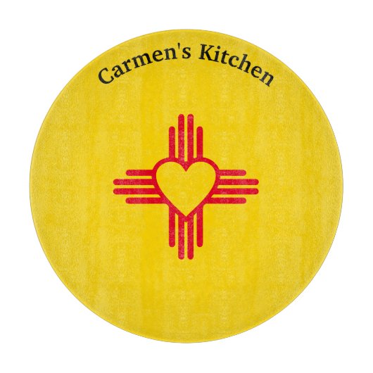 Southwest Style Zia Heart New Mexico Gold & Red Snijplank (Voorkant)