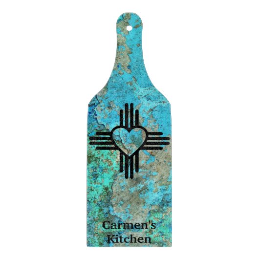 Southwest Style Zia Heart Turquoise New Mexico Snijplank (Voorkant)