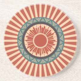 Southwest Sun Tribal Mandala Wall Clock Zandsteen Onderzetter