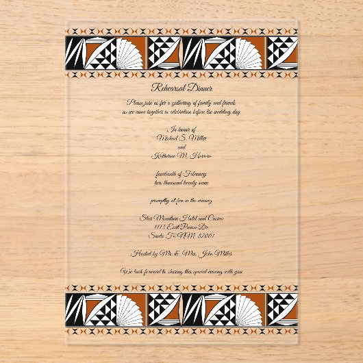 Southwest Sunrise Acryl Uitnodigingen (Voorkant)