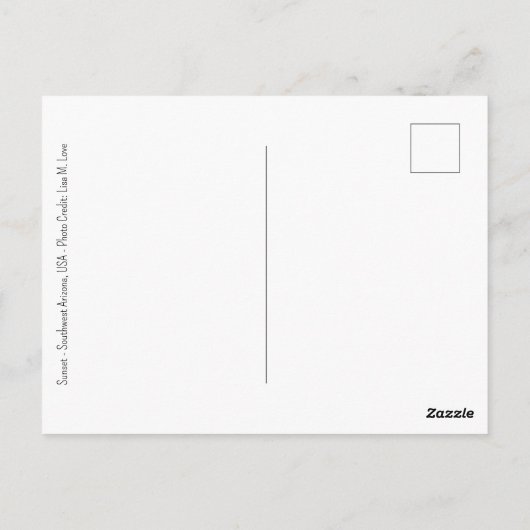 Southwest Sunset Briefkaart (Achterkant)