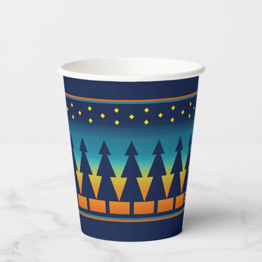 Southwest Sunset Starry Night and Pines Design Papieren Bekers (Achterkant)