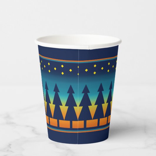 Southwest Sunset Starry Night and Pines Design Papieren Bekers (Rechts)