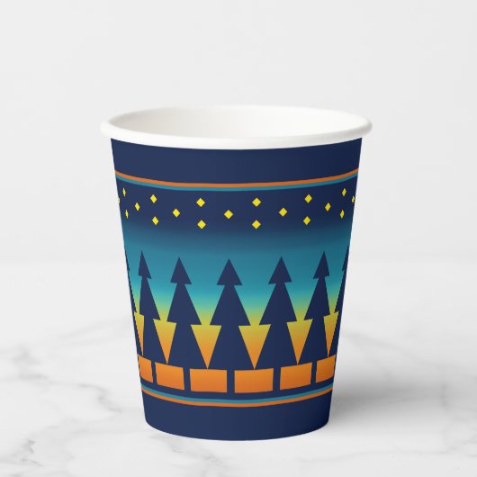 Southwest Sunset Starry Night and Pines Design Papieren Bekers (Voorkant)