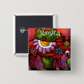 Southwest Talavera-stijl ezel gepersonaliseerd Vierkante Button 5,1 Cm (Voorkant /achterkant)
