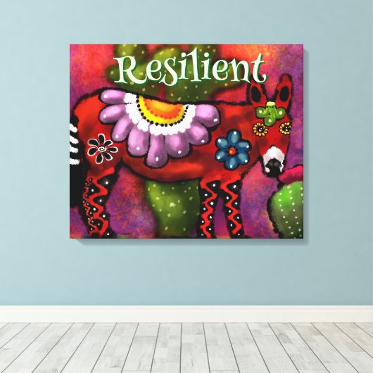 Southwest Talavera-Style Donkey Personalized Canvas Afdruk (Insitu (Houten vloer))