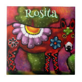 Southwest Talavera-Style Donkey Personalized Tegeltje (Voorkant)