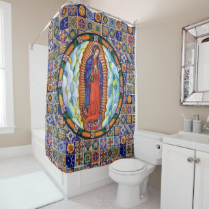 Southwest Talavera Tile en Our Lady of Guadalupe Douchegordijn