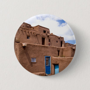Southwest Taos Adobe Pueblo House New Mexico Ronde Button 5,7 Cm
