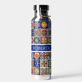 Southwest Tegel Design Personaliseer naam kleurrij Waterfles