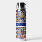 Southwest Tegel Design Personaliseer naam kleurrij Waterfles (Achterkant)