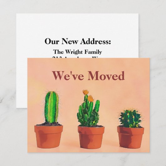 Southwest Theme Moving Announcement Potlood Plante Notitiekaartje (Voorkant / Achterkant)