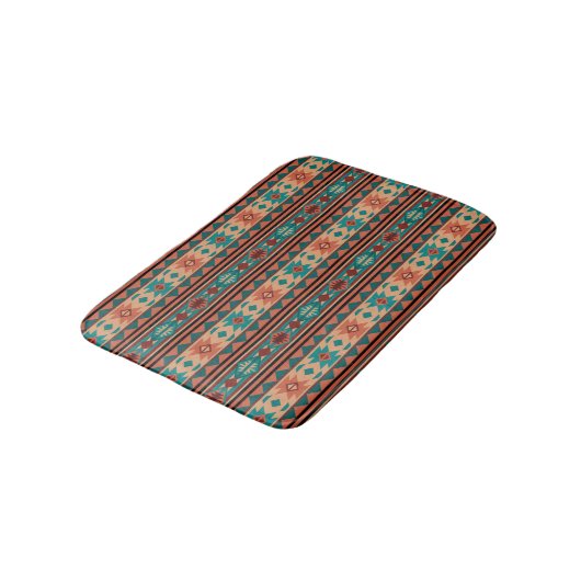 Southwest Tribal Pattern Turquoise Terracotta Badmat (Gekanteld)