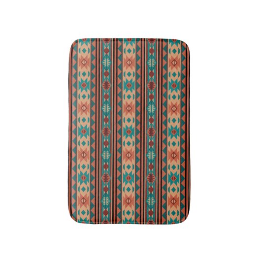 Southwest Tribal Pattern Turquoise Terracotta Badmat (Voorkant Verticaal)