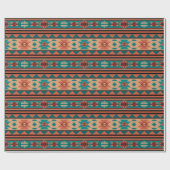 Southwest Tribal Pattern Turquoise Terracotta Cadeaupapier (Vlak)