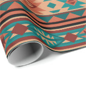 Southwest Tribal Pattern Turquoise Terracotta Cadeaupapier (Rol Hoek)