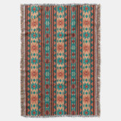 Southwest Tribal Pattern Turquoise Terracotta Deken (Voorkant Verticaal)