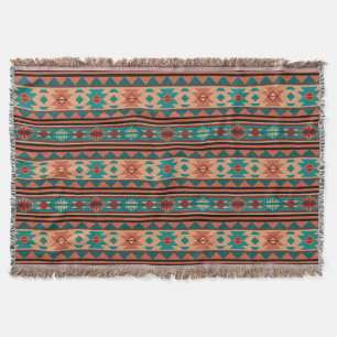 Southwest Tribal Pattern Turquoise Terracotta Deken