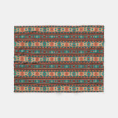 Southwest Tribal Pattern Turquoise Terracotta Fleece Deken (Voorkant (Horizontaal))