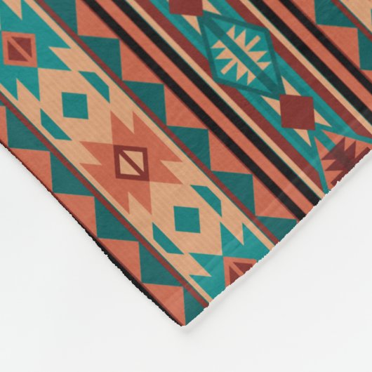Southwest Tribal Pattern Turquoise Terracotta Fleece Deken (Hoek)