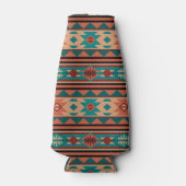 Southwest Tribal Pattern Turquoise Terracotta Flesjeskoeler (Voorkant)