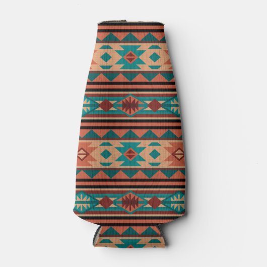 Southwest Tribal Pattern Turquoise Terracotta Flesjeskoeler (Voorkant)
