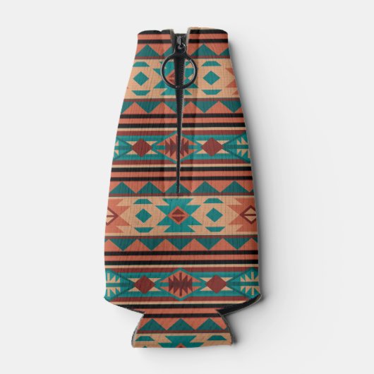 Southwest Tribal Pattern Turquoise Terracotta Flesjeskoeler (Achterkant)