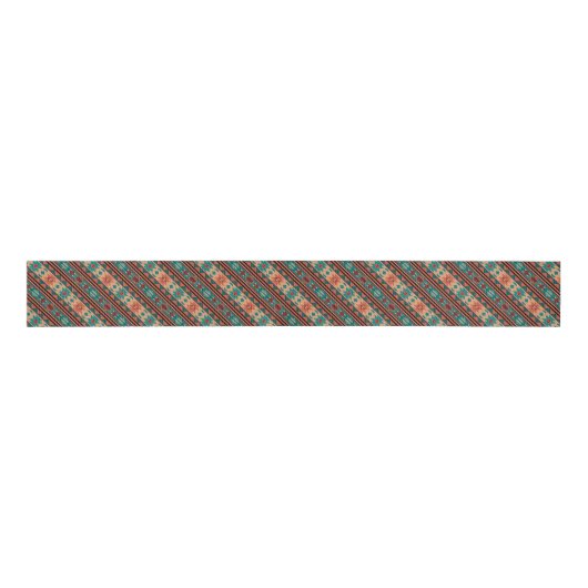 Southwest Tribal Pattern Turquoise Terracotta Grosgrain Lint (Voorkant)