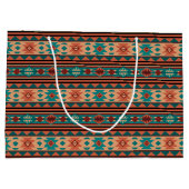 Southwest Tribal Pattern Turquoise Terracotta Large Cadeautasje (Achterkant)