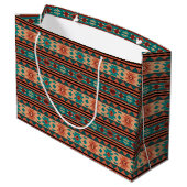 Southwest Tribal Pattern Turquoise Terracotta Large Cadeautasje (Achterkant Gekanteld)