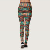 Southwest Tribal Pattern Turquoise Terracotta Leggings (Achterkant)