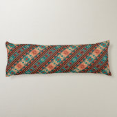 Southwest Tribal Pattern Turquoise Terracotta Lichaamskussen (Achterkant)