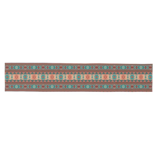 Southwest Tribal Pattern Turquoise Terracotta Medium Tafelloper (Horizontaal)