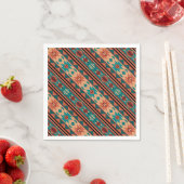 Southwest Tribal Pattern Turquoise Terracotta Servet (Insitu)