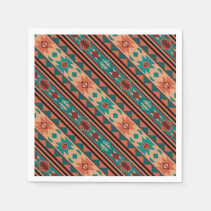 Southwest Tribal Pattern Turquoise Terracotta Servet