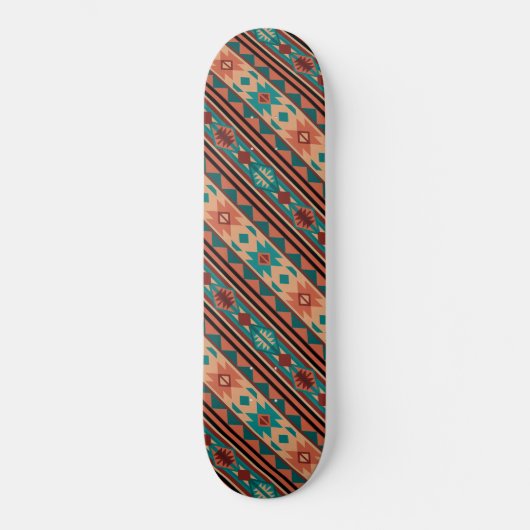 Southwest Tribal Pattern Turquoise Terracotta Skateboard (Voorkant)