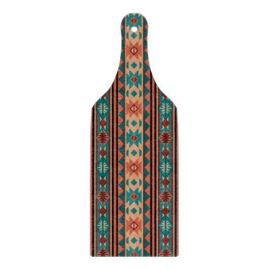 Southwest Tribal Pattern Turquoise Terracotta Snijplank (Voorkant)