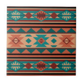 Southwest Tribal Pattern Turquoise Terracotta Tegeltje (Voorkant)