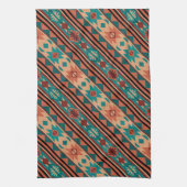 Southwest Tribal Pattern Turquoise Terracotta Theedoek (Verticaal)