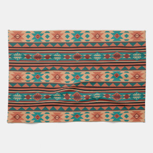 Southwest Tribal Pattern Turquoise Terracotta Theedoek
