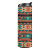 Southwest Tribal Pattern Turquoise Terracotta Thermosbeker (Gedraaid links)